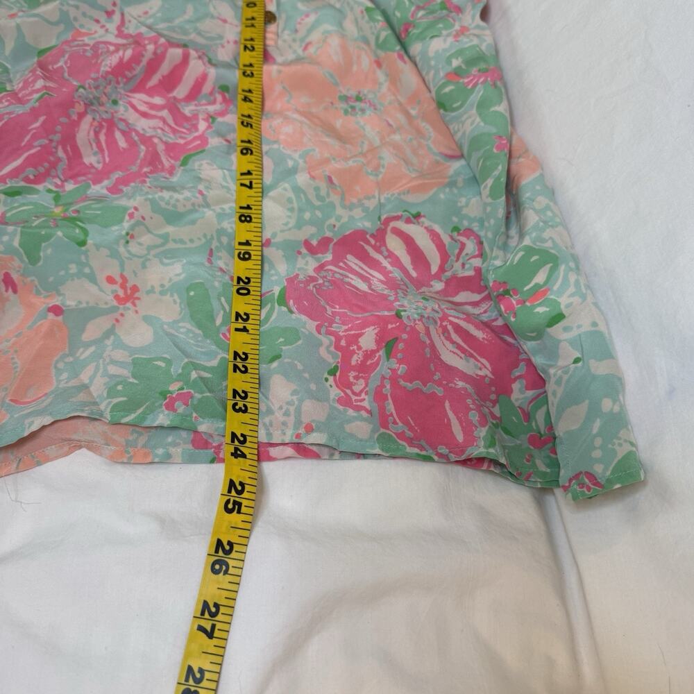 Lilly Pulitzer Medium Silk Sleeveless Top V Neck Bloom Tropical Beach Vacation - Picture 7 of 7